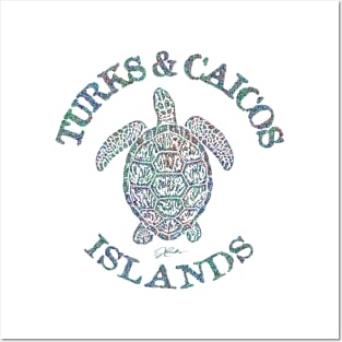 Turks & Caicos Islands Sea Turtle (Distressed) Posters and Art